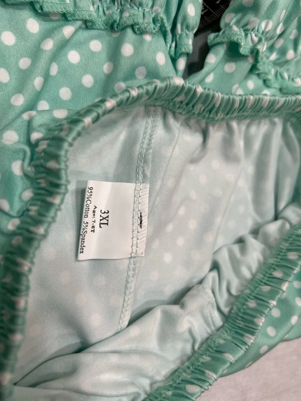3XL(7-8 girls) Boutique Ruffle Pants Peach Print Dress & Polka Dot shorts